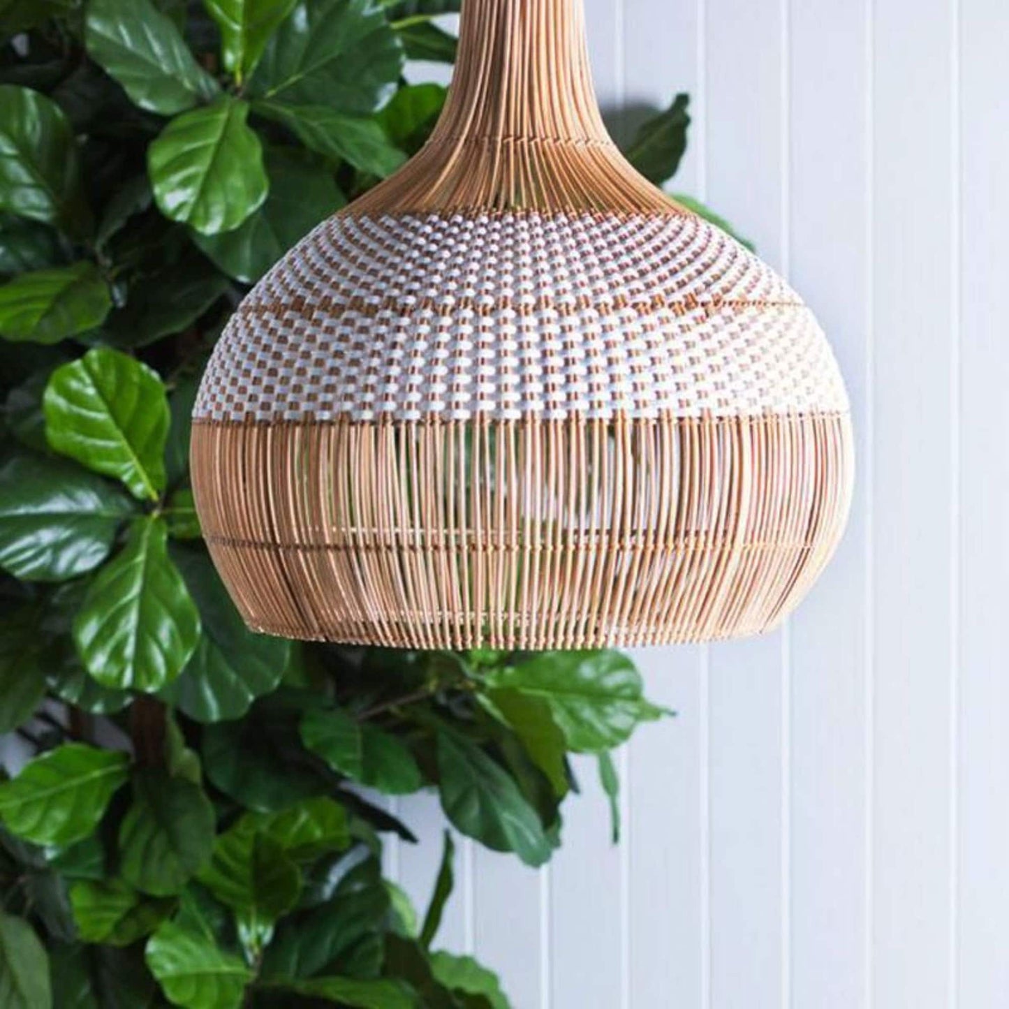 High Quality Handmade Rattan Pendant Light, White Rattan Stripe Woven Rattan, Unique Design and Patter, Luxury, Traditional, Contemporary