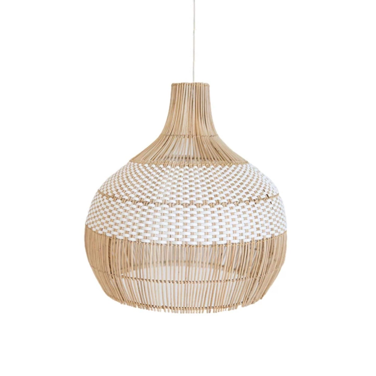 High Quality Handmade Rattan Pendant Light, White Rattan Stripe Woven Rattan, Unique Design and Patter, Luxury, Traditional, Contemporary