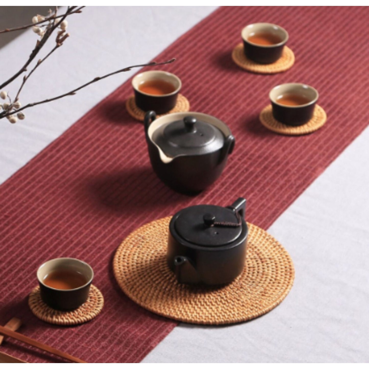 Rattan Coasters, Organic Coasters for Sustainable Living, Handmade, Creative Gift, Round Natural Coasters, Drink Spills Coasters Set 6 PCS