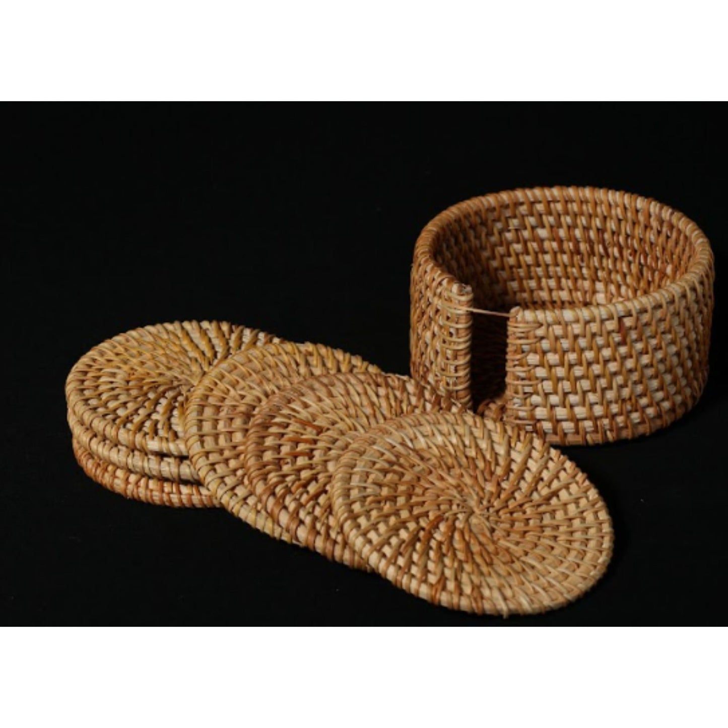Rattan Coasters, Organic Coasters for Sustainable Living, Handmade, Creative Gift, Round Natural Coasters, Drink Spills Coasters Set 6 PCS