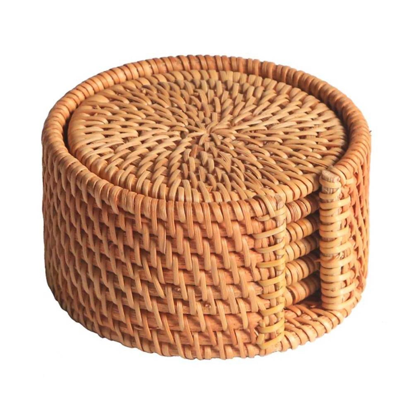 Rattan Coasters, Organic Coasters for Sustainable Living, Handmade, Creative Gift, Round Natural Coasters, Drink Spills Coasters Set 6 PCS