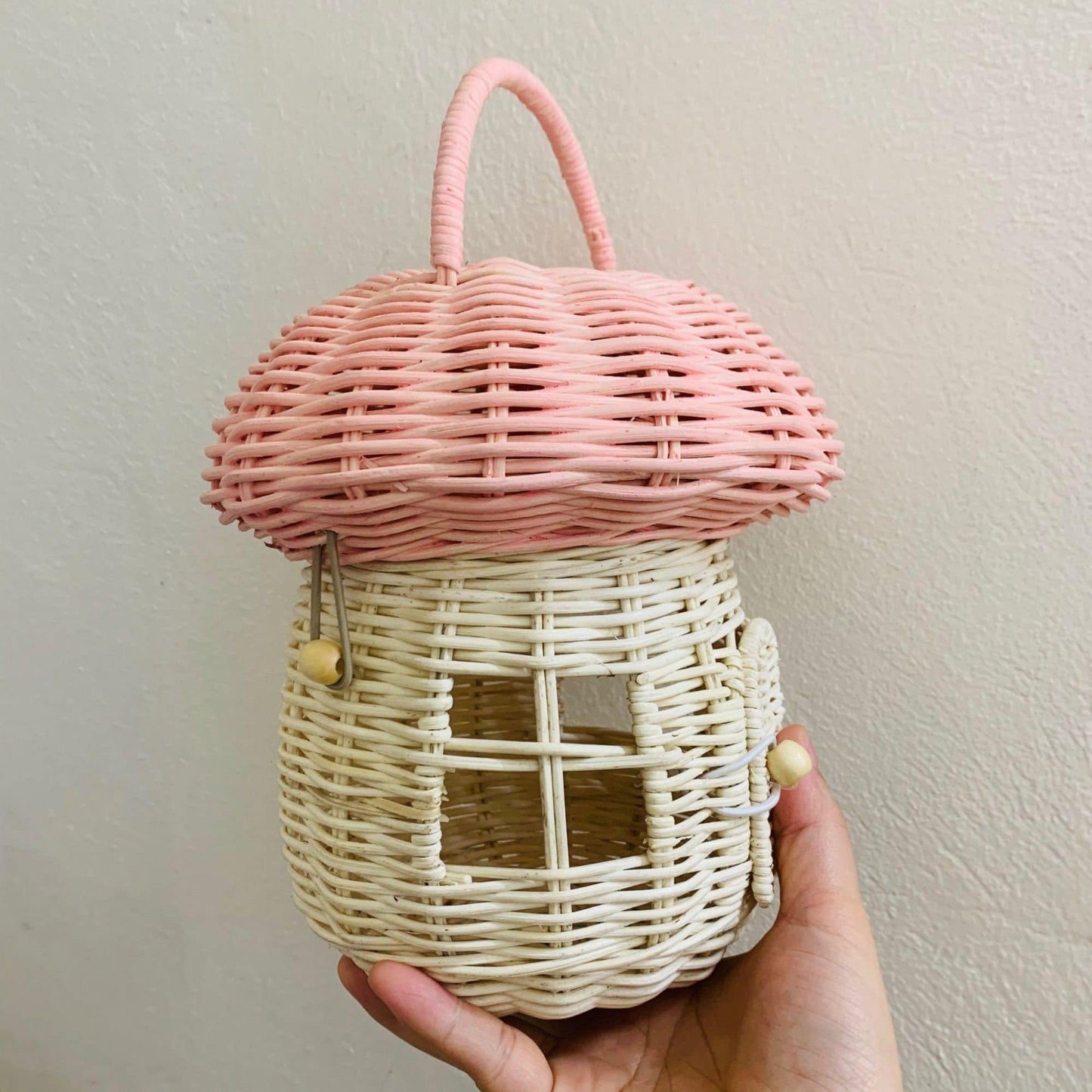 Handmade Rattan Mushroom/Wicker Mushroom House/Mushroom Doll House/Rattan Doll/Rattan Mushroom House/Nursery/Gift/Fair trade/Sustainable