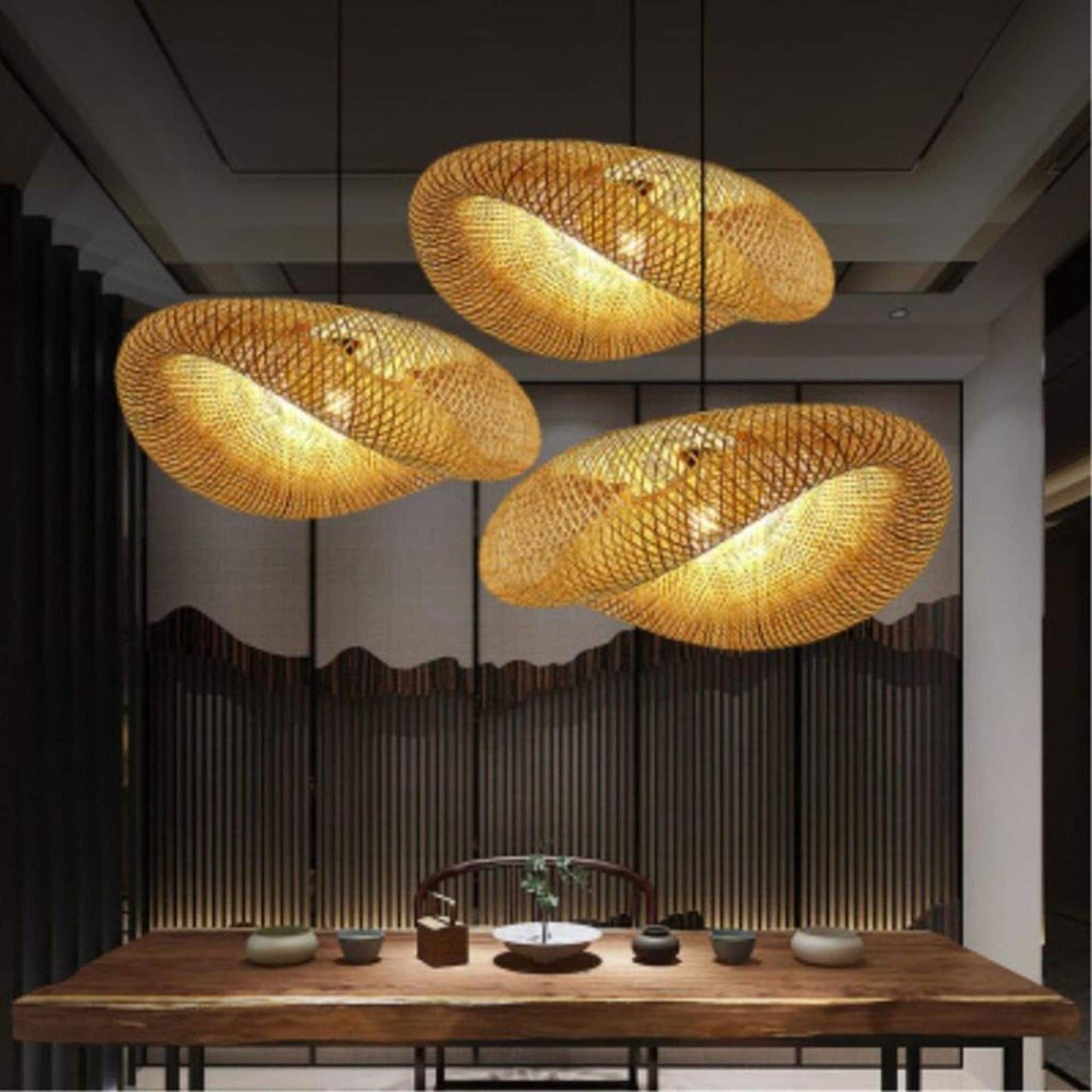 Handmade Bamboo Pendant Light. Sustainable Pendant Light Handmade from Organic Bamboo. Bamboo Pendant Light by Vietnamese Artisans
