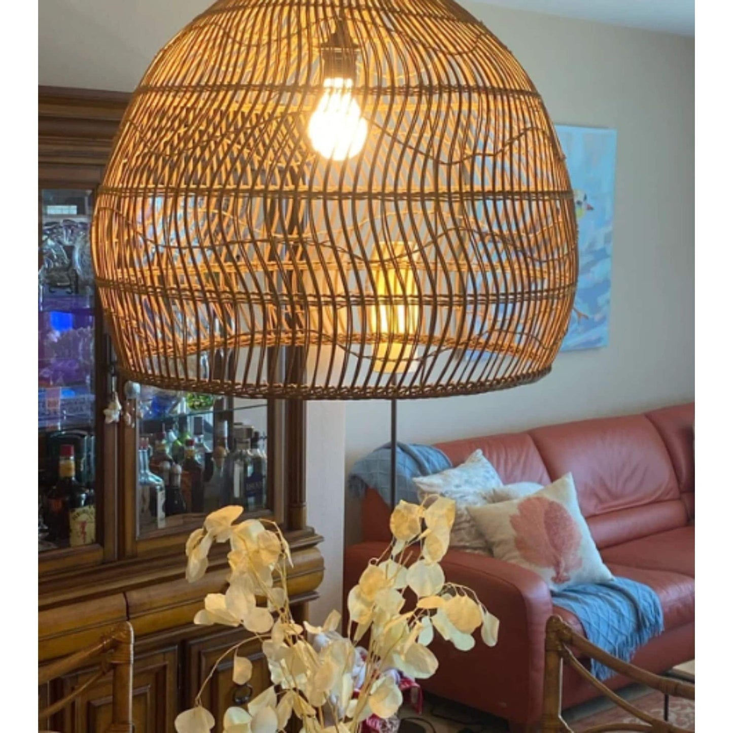 High Quality Rattan Pendant Light. Sustainable Fair Trade Pendant Light by Vietnamese Artisans. Coastal. Hampton. Scandi. Farmhouse