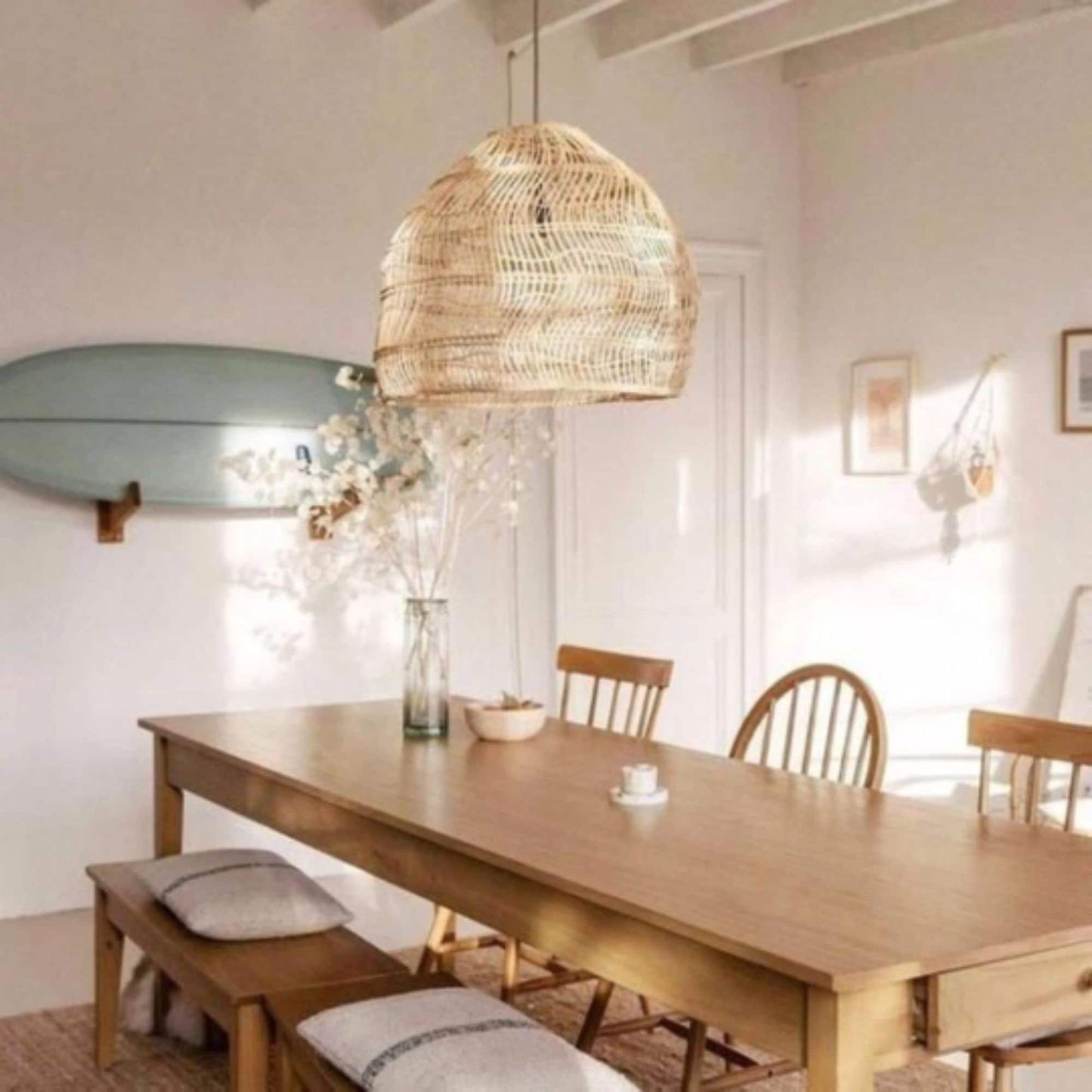 High Quality Rattan Pendant Light. Sustainable Fair Trade Pendant Light by Vietnamese Artisans. Coastal. Hampton. Scandi. Farmhouse