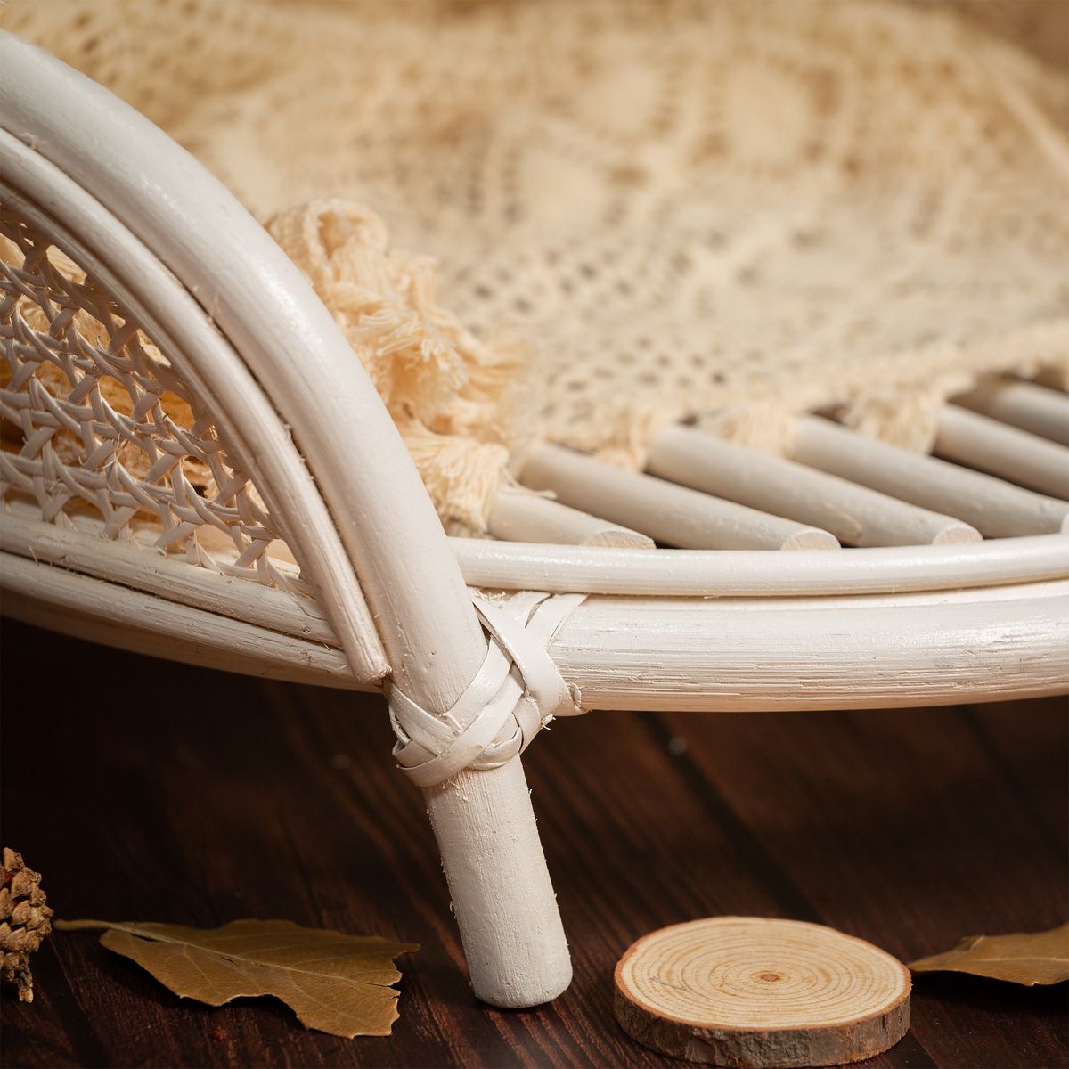 Stella Rattan Baby Prop in Cream & Natural. High Quality Handcrafted by Vietnamese Artisans. Newborn Prop. Rattan Chair and Bed Prop