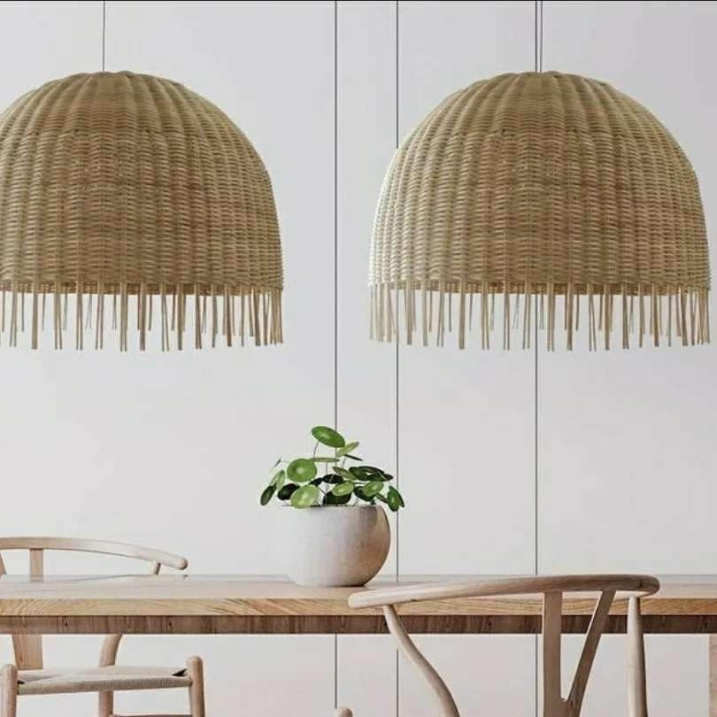 Coastal Living, Unique Rattan Pendant Light, Authentic, Genuine Handmade Pendant Light by Vietnamese Artisans. Sustainable