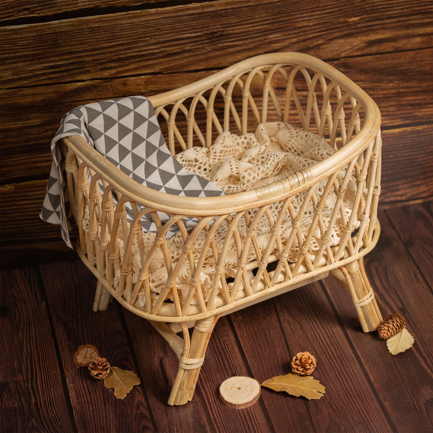 Helena Rattan Bamboo Craddle for Baby Photography. Newborn Prop. Rattan Baby Prop. Children Prop. Organic Prop for Newborn, Baby, Sitter