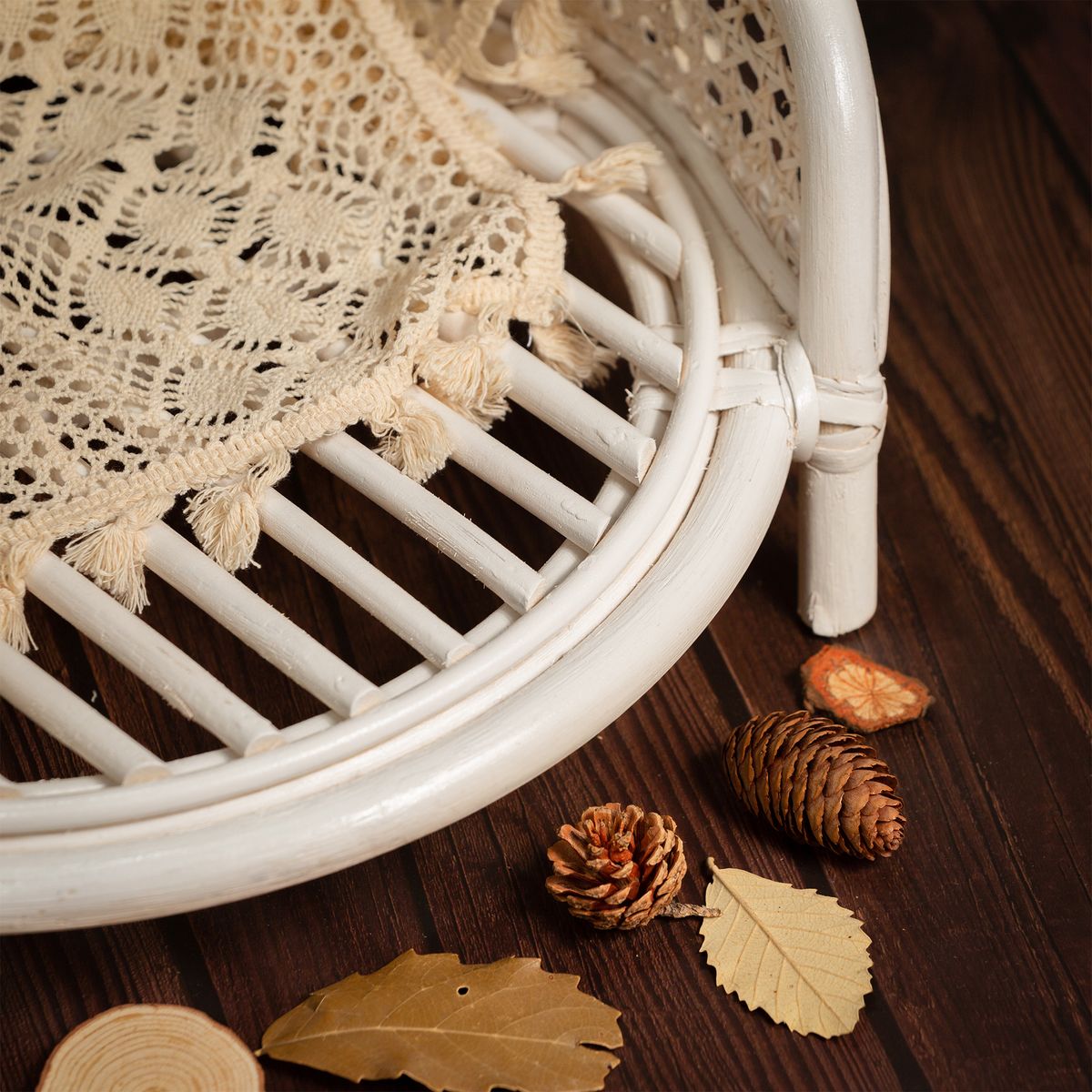 Stella Rattan Baby Prop in Cream & Natural. High Quality Handcrafted by Vietnamese Artisans. Newborn Prop. Rattan Chair and Bed Prop