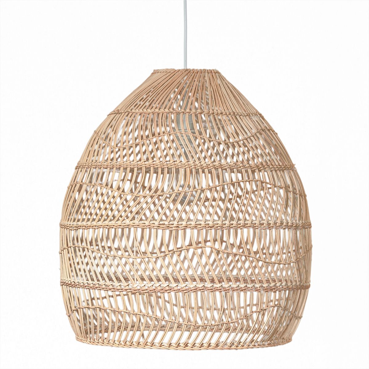 Handmade Rattan Pendant Light. Long Dome Shape. Creative & Sustainable Home Decoration. Boho. Hampton. Scandi. Minimal. Fair Trade. Coastal