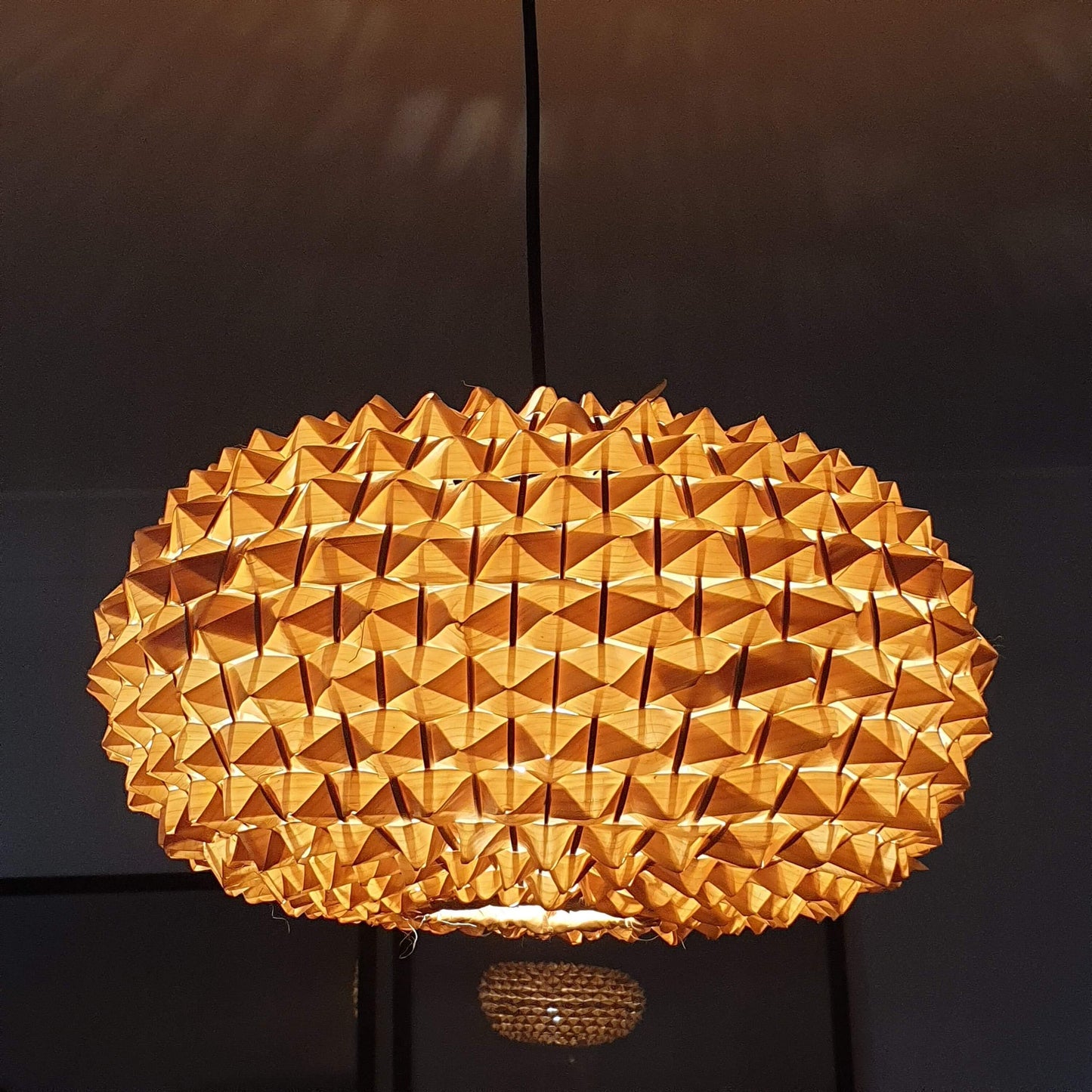 Handcrafted Palm Leaf Pendant Light by Vietnamese Artisans/Fair trade and Sustainable Handwoven Pendant Light