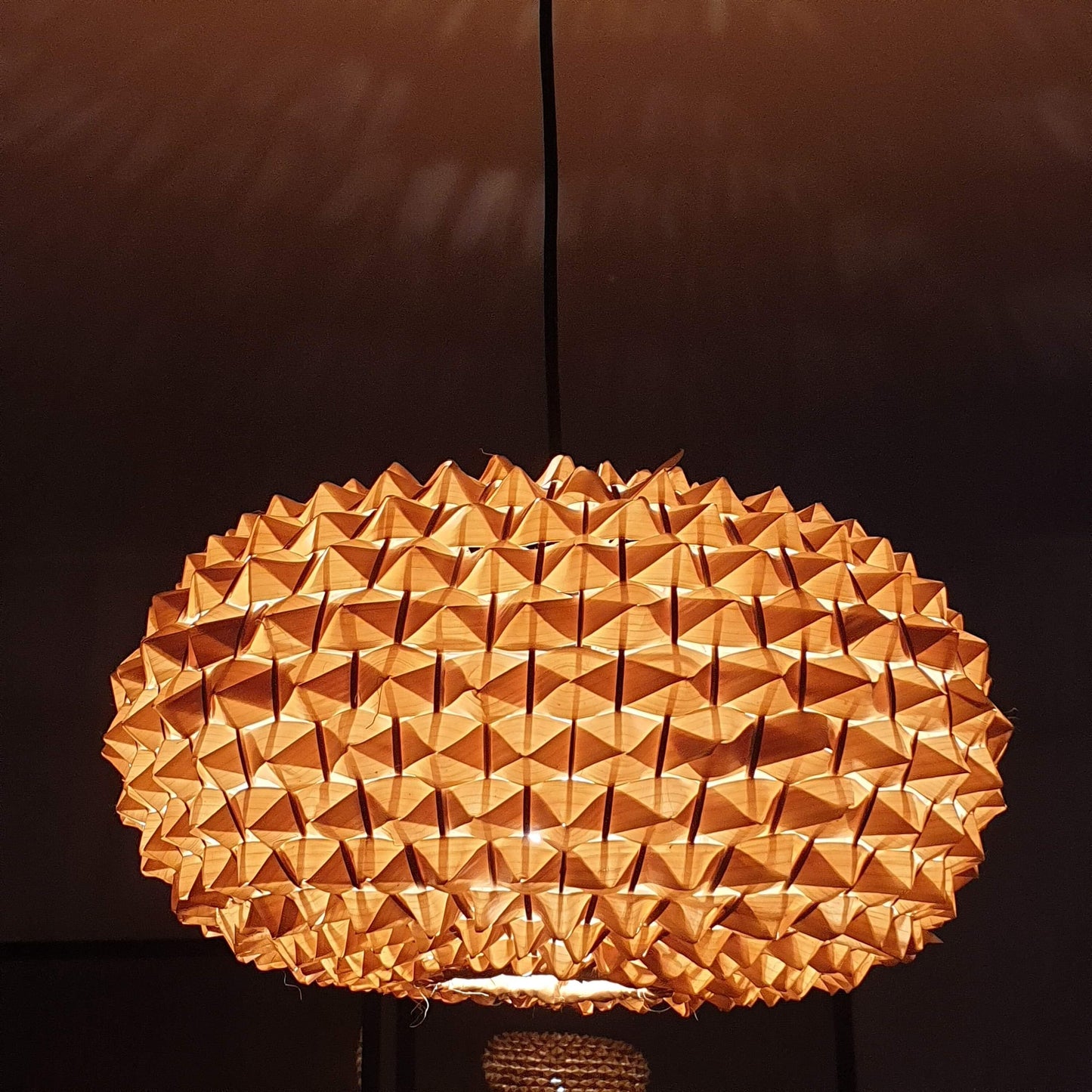 Handcrafted Palm Leaf Pendant Light by Vietnamese Artisans/Fair trade and Sustainable Handwoven Pendant Light