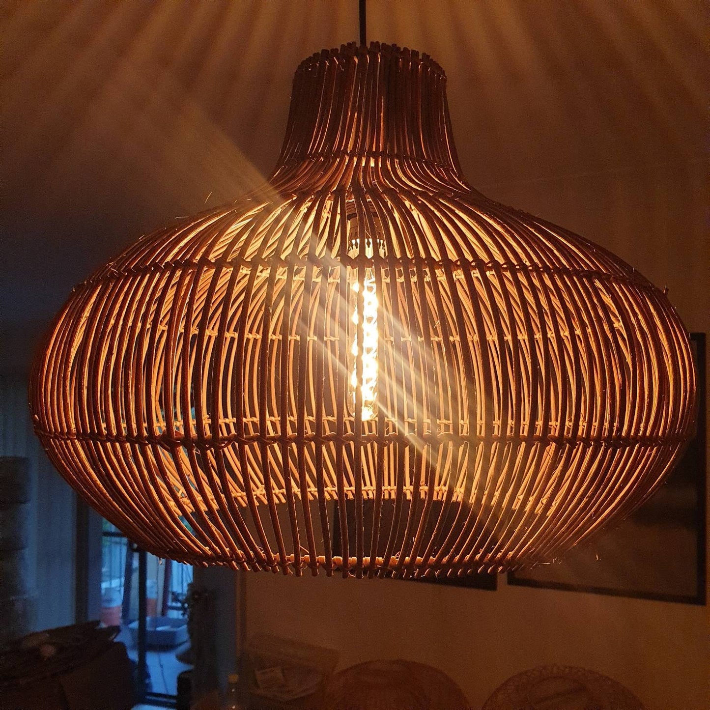 Handcrafted Rattan Pendant Light/100% Organic from Natural Rattan/Fair Trade