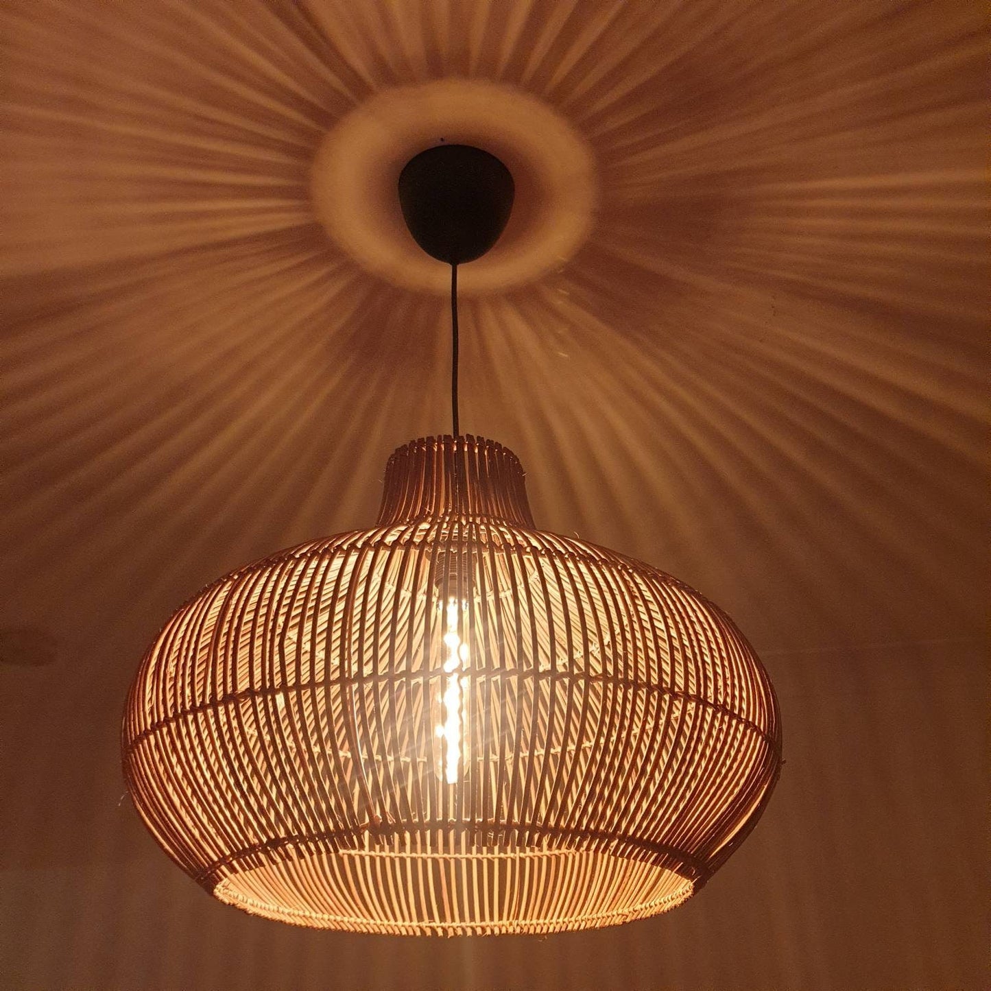 Handcrafted Rattan Pendant Light/100% Organic from Natural Rattan/Fair Trade