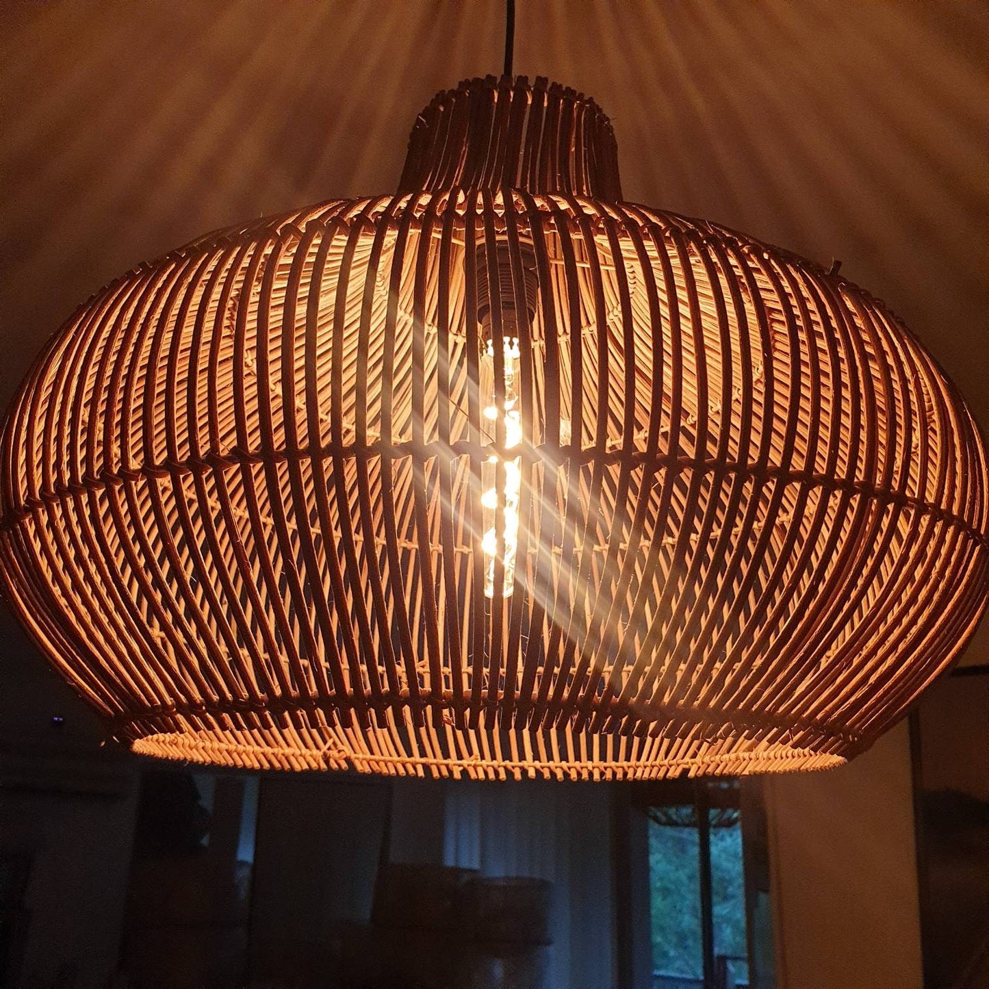 Handcrafted Rattan Pendant Light/100% Organic from Natural Rattan/Fair Trade