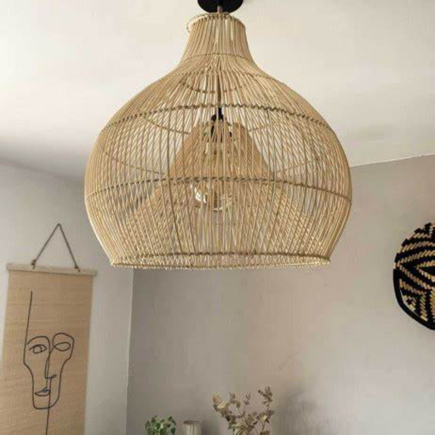 Large  Handmade Rattan Pendant Light,  High Quality Decor, Luxury Art Deco, Scandinavian, Rattan Lampshade, Sustainable, Durable