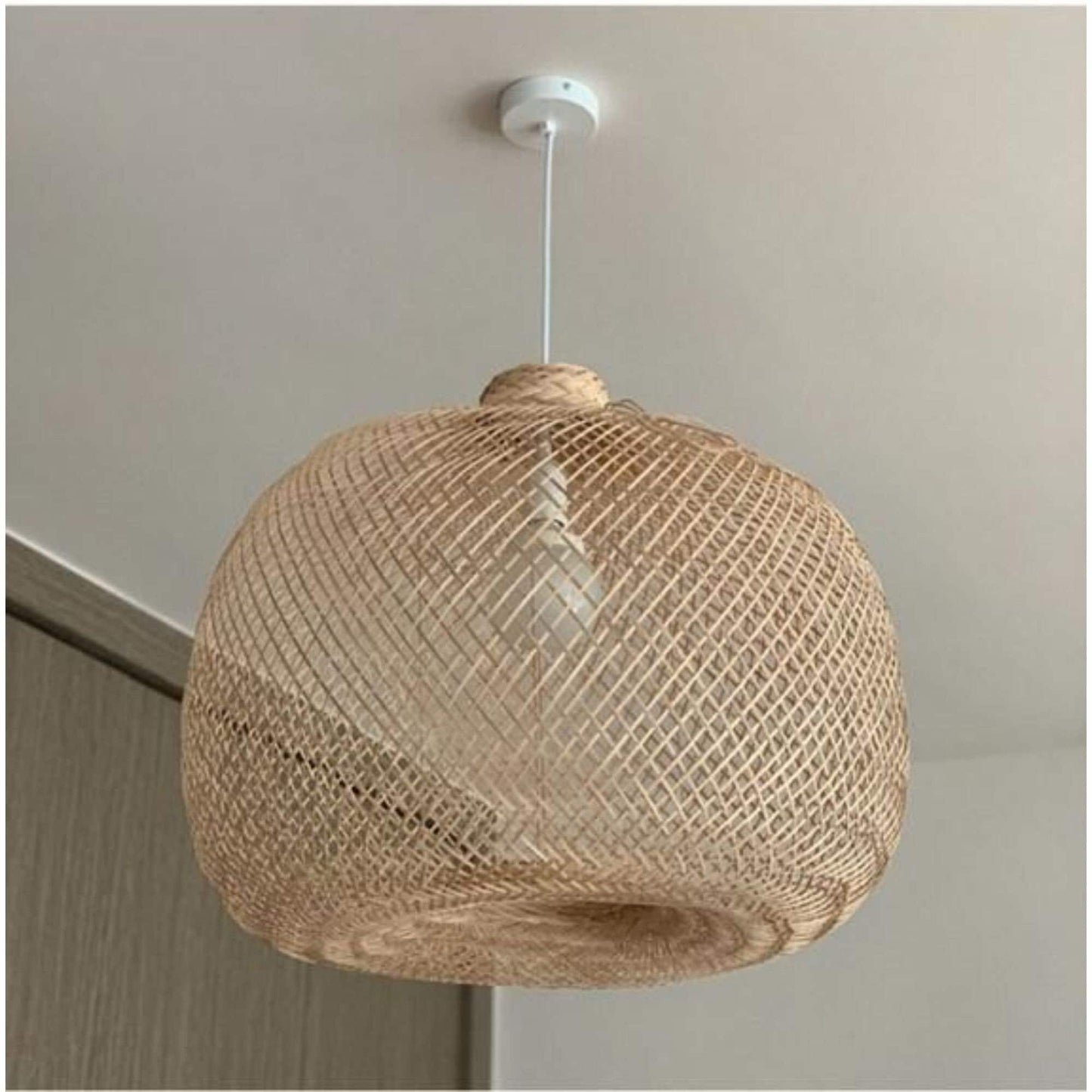 Bamboo Light Fixture, Decor Trend, Pendant Light. Wicker Lampshade. Bamboo Lampshade. Sustainable Light. Coastal. Boho. Farmhouse. Rustic