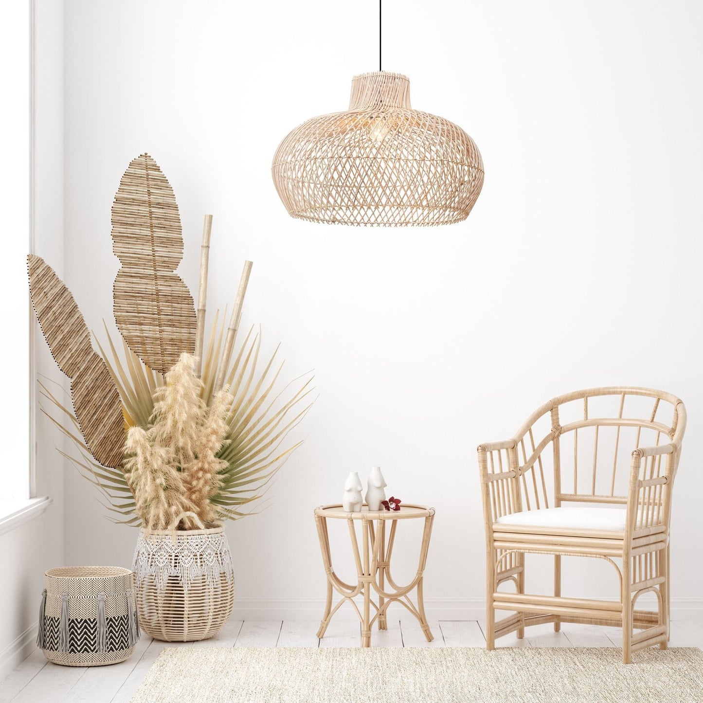 Unique Handmade Rattan Pendant Light. High Quality Rattan Lampshade. Boho. Scandinavian Decor. Minimal