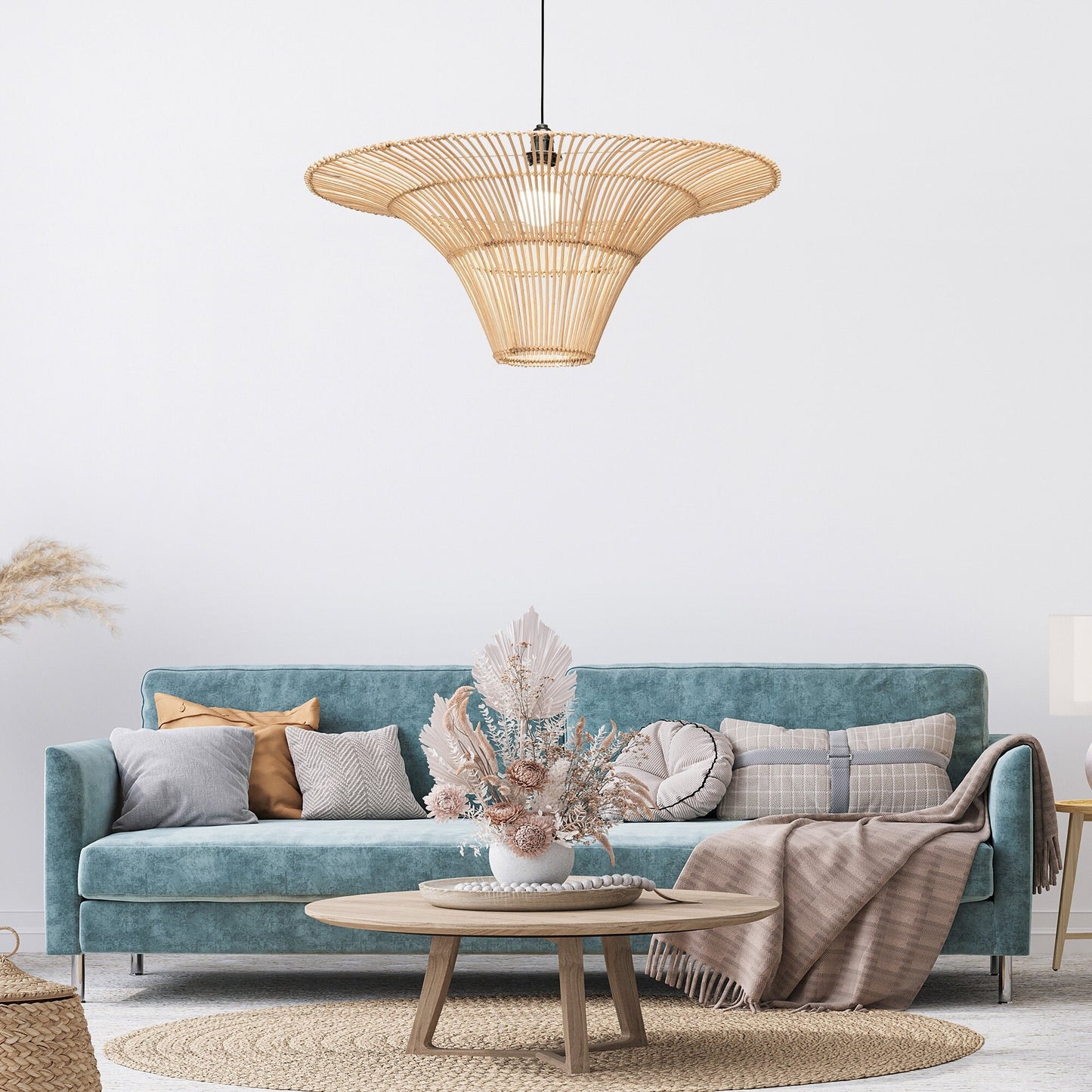 High Quality Rattan Pendant Light. Modern Boho Coastal Hampton Rustic. High Quality Lighting Interior Design. Artisan Made