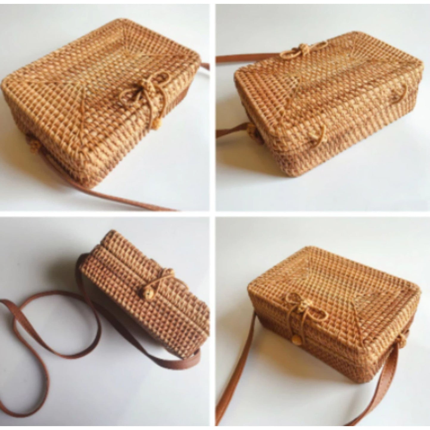 Handwoven Rattan Crossbody Bag, Straw Bag, Straw Purse, Shoulder Straps, Rectangular Rattan Straw Purse, Fair trade, by Vietnamese Artisans