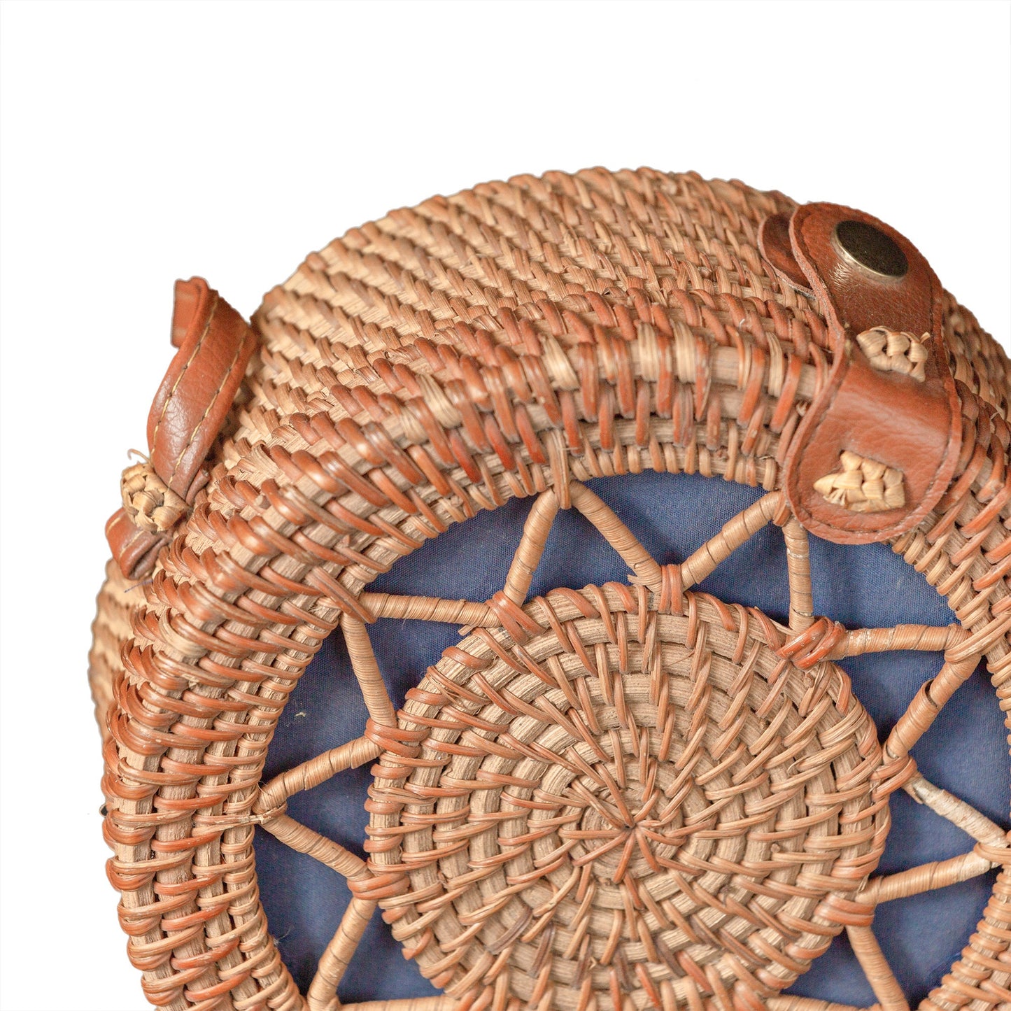 Round Rattan Bag With Double Braid Pattern, Handwoven Shoulder Bag, Boho Summer Bag, Rattan Bag, Perfect for Wedding Gifts