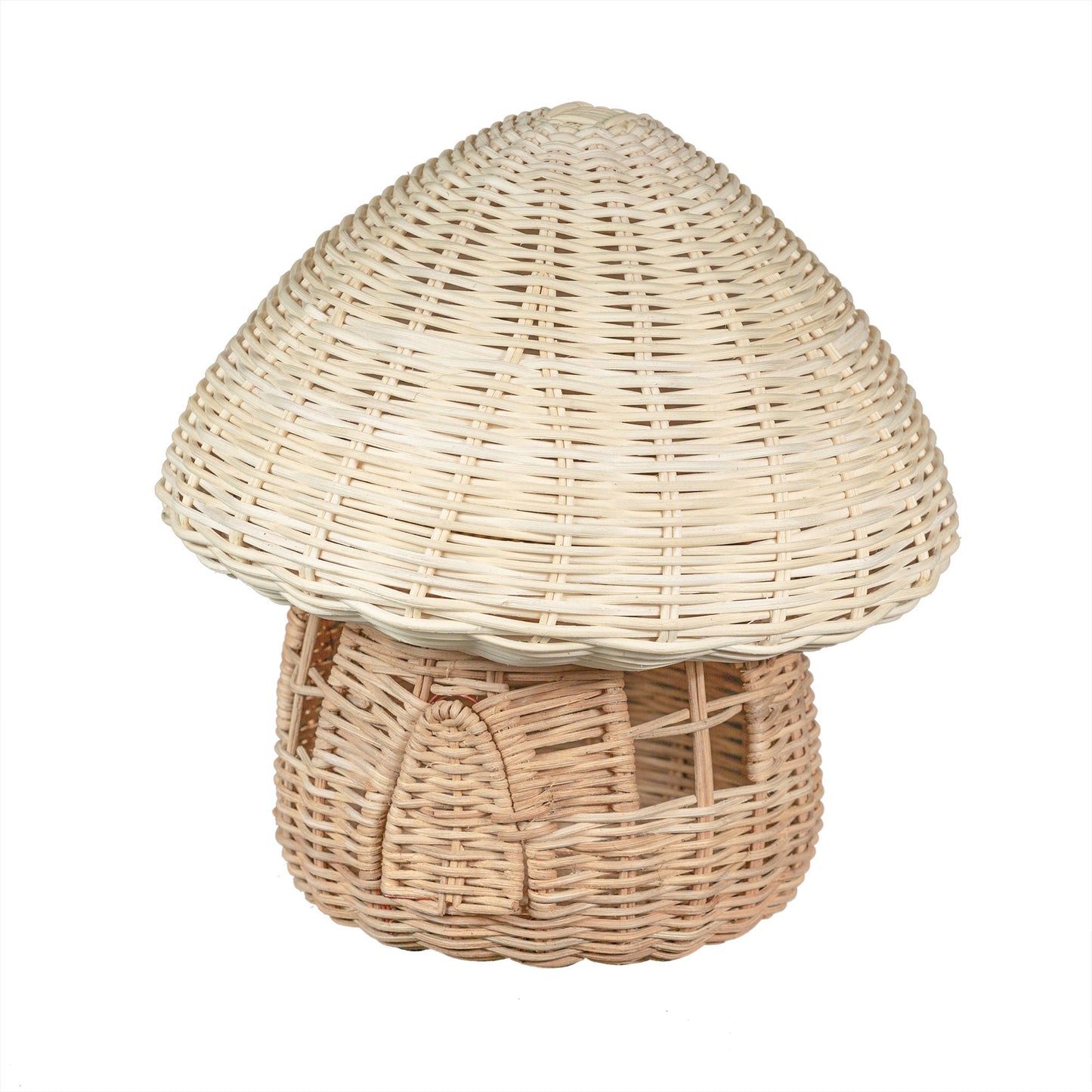 Handmade Rattan Mushroom. Mushroom Doll House. Rattan Doll House. Wicker Doll House. Wicker Mushroom. Rattan Miniatures. Handmade Mushroom