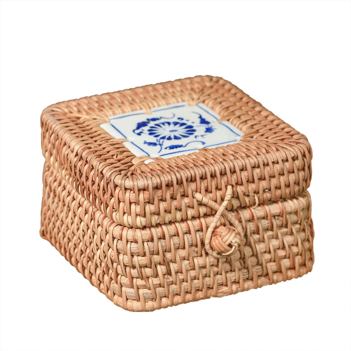 Handwoven Rattan Storage Box with Lid, Square Rattan Box, Bamboo Box, Wicker Box Container, Picnic Box Ornament Box Kitchen Organizer Box