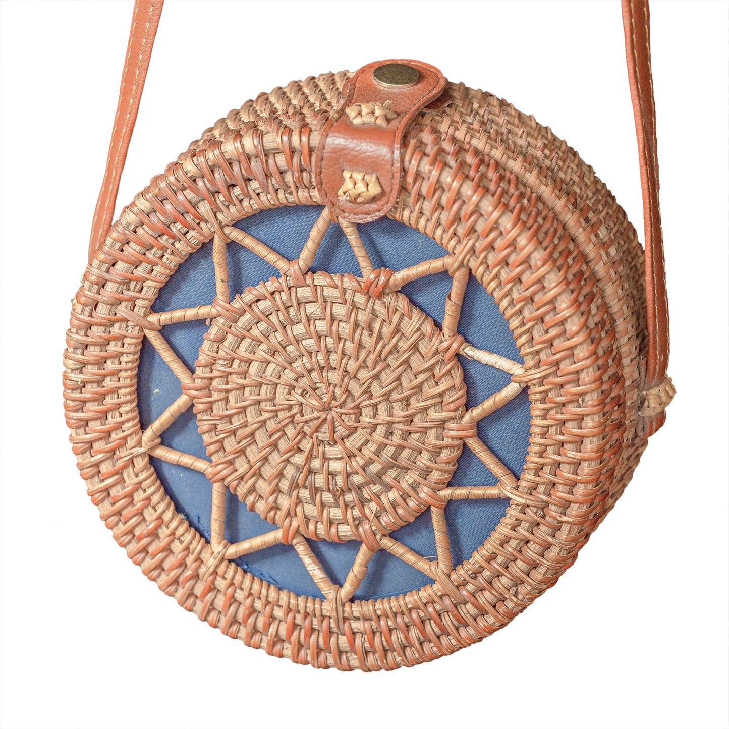 Round Rattan Bag With Double Braid Pattern, Handwoven Shoulder Bag, Boho Summer Bag, Rattan Bag, Perfect for Wedding Gifts