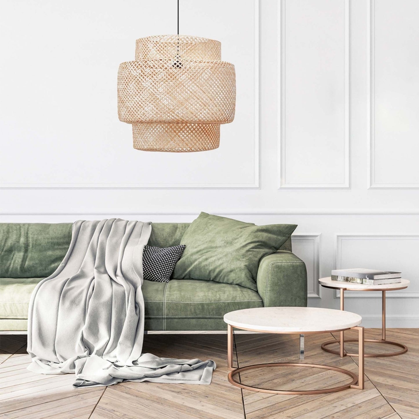 Beautiful Bamboo Pendant Light by Vietnamese Artisans. Retro Bamboo Lampshade. Sustainable. Fair Trade. Scandinavian. Handmade Pendant Light